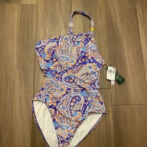 NWT! Ralph Lauren Paisley Women’s Swimwear in Blue and Orange